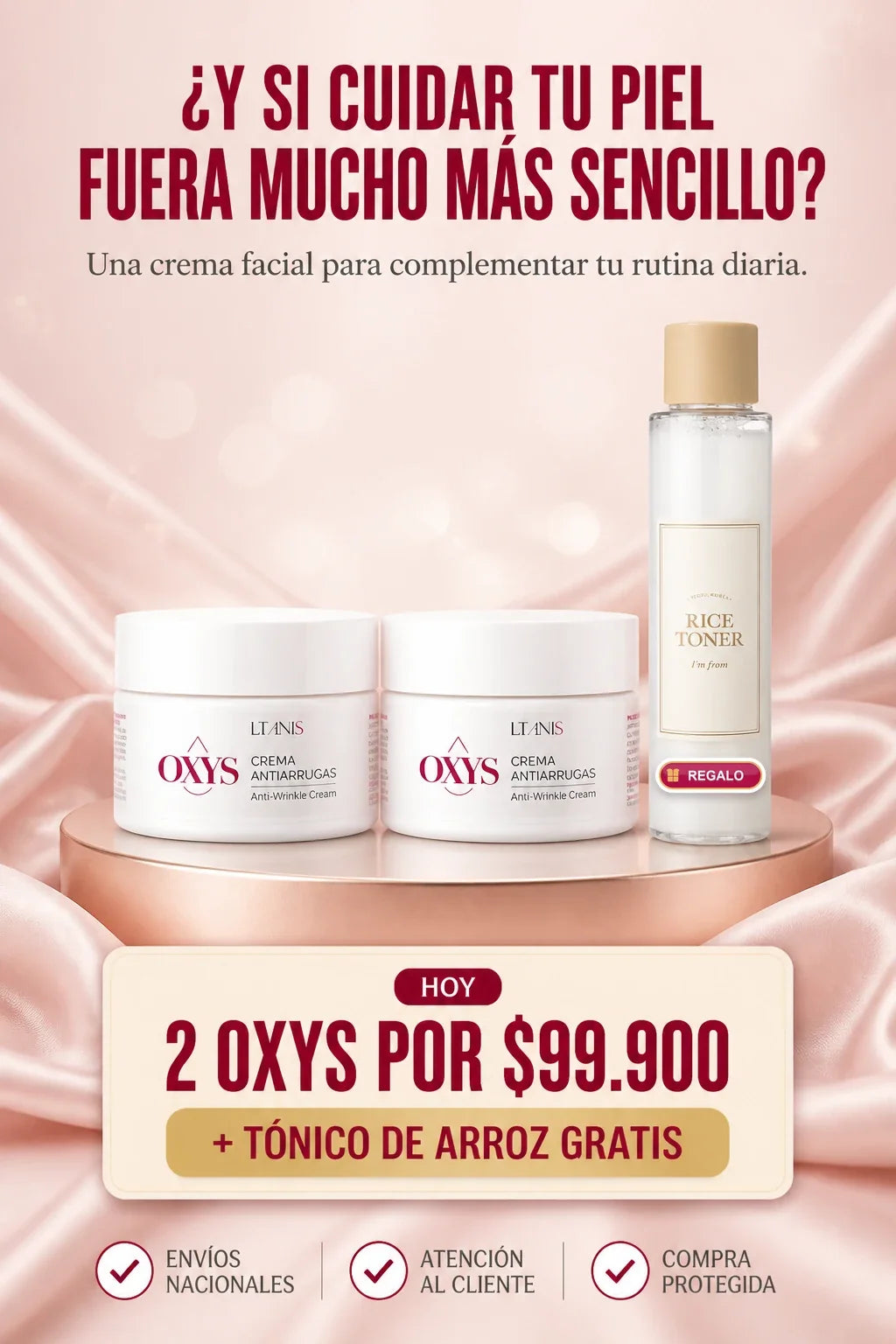 OXYS: 2 unidades por $99.900 con tónico de arroz de REGALO