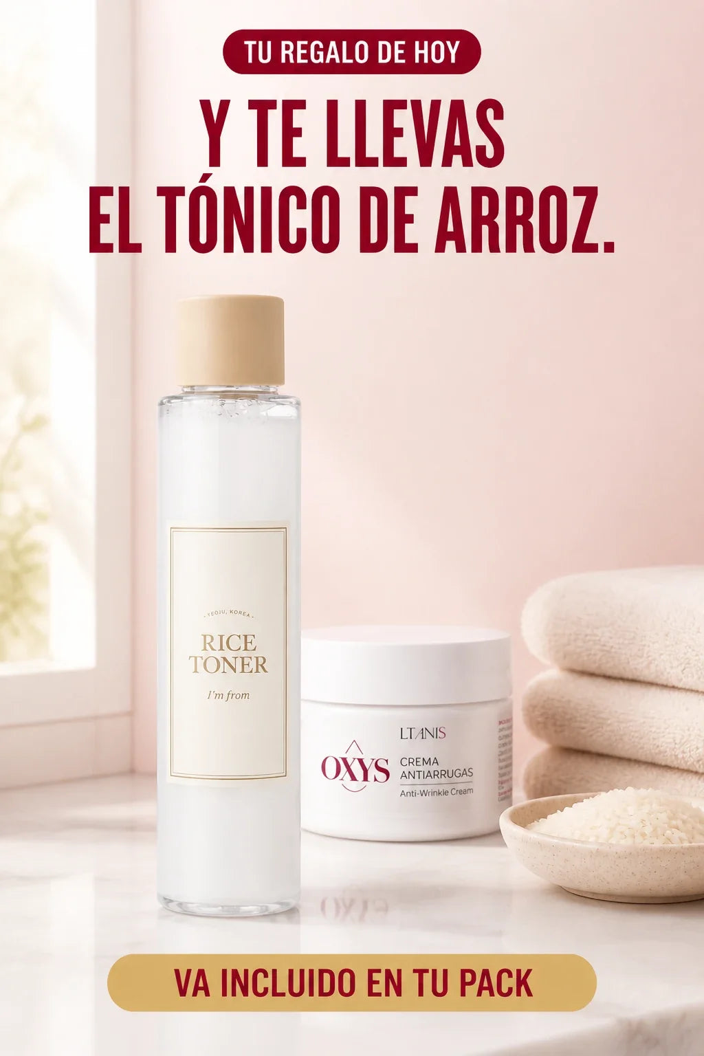 Tónico de arroz de regalo incluido en el pack